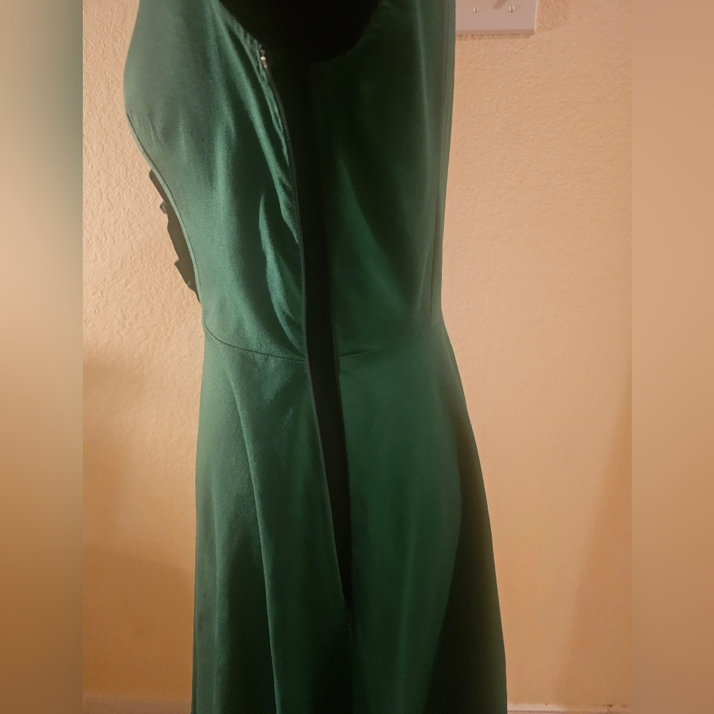 Cotton Green Ruffle Button Dress Heart Buttons - Picture 7 of 11